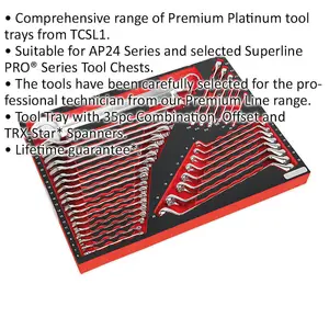 35-Piece Premium Combination Spanner Set with Tool Tray - Offset Design