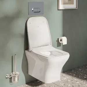 VitrA Koa White Slim Wall hung Square Toilet set with Soft close seat