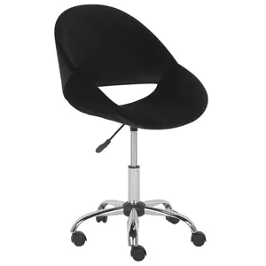 Beliani Retro Desk Chair Velvet Black SELMA