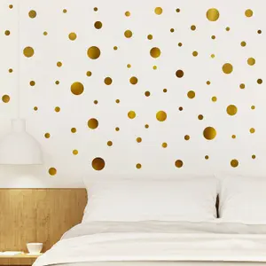 Walplus Combo Kids Gold Metallic Polka Dots Wall Sticker - 4 packs PVC