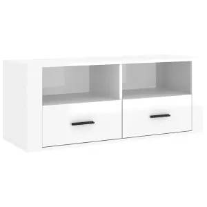 Berkfield TV Cabinet High Gloss White 100x35x40 cm Engineered Wood