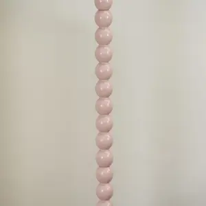 ValueLights Bobbles Rose Pink Bobbin Floor Lamp with Blue Trim Scallop Shade