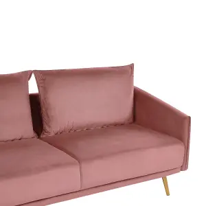 3 Seater Velvet Sofa Pink MAURA