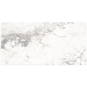 Verona Gloss White Marble Effect Porcelain Wall & Floor Tile - Pack of 16 Tiles, 11m² - (L)600(W)1200mm