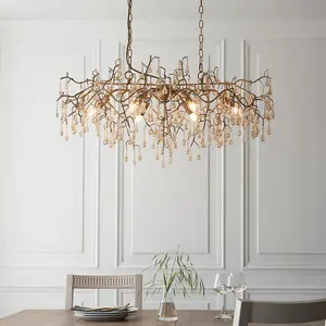 Luminosa Rimini Pendant Ceiling Light Aged Gold Paint, Champagne Lustre Glass