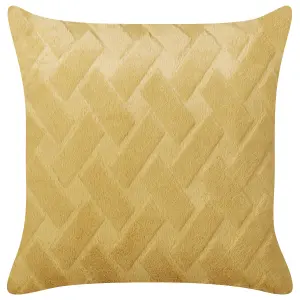 Set of 2 Cushions SITAPUR Faux Fur 45 x 45 cm Solid Embossed Mustard