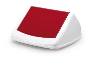 Durable DURABIN Contemporary White Square Recycling Bin + Red Swing Lid - 40L