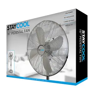 StayCool 16" (40cm) 50w Metal Pedestal Fan - Chrome