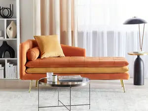 Left Hand Velvet Chaise Lounge Orange GONESSE