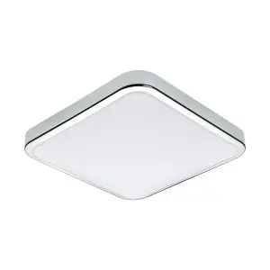 Wall Flush Ceiling Light IP44 Bathroom Chrome Shade White Plastic Bulb LED 16W