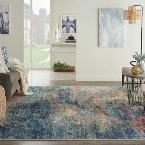 Multicolour Abstract Modern Jute Backing Easy to Clean Rug for Living Room Bedroom and Dining Room-239cm X 320cm