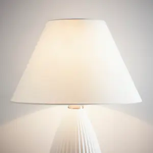 12" Cream Textured Linen Fabric Coolie Lampshade Modern Table Lamp and Floor Lamp Cone Light Shade