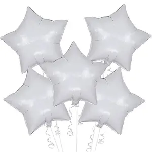 Unique Party Star Foil Balloon (Pack of 5) White (One Size)