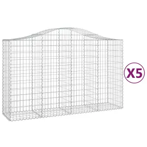 Berkfield Arched Gabion Baskets 5 pcs 200x50x120/140 cm Galvanised Iron