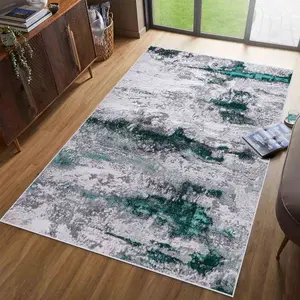 Onyx Modern Grunge Sprayed Abstract Area Rugs Aqua 200x290 cm