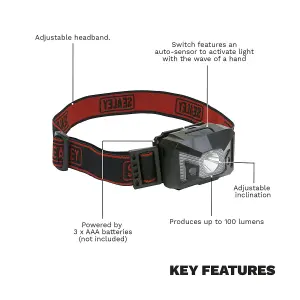 Sealey Head Torch 3W SMD & 2 Red LED 3 x AAA Cell HT03LED