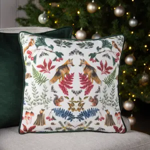 Evans Lichfield Mirrored Fox Watercolour Printed Piped Feather Rich Cushion