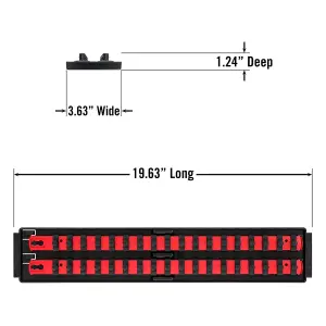 Ernst 8453 2-Rail Twist Lock 3/8" Socket Boss Storage Organiser Rail 18" Red