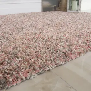 Super Soft Blush Pink Grey Mottled Shaggy Area Rug 160x230cm