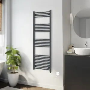 Rinse Bathrooms 800W Electric Heated Warming Towel Rail Bathroom Radiator Anthracite - 1600x600mm