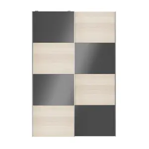 Atomia Panelled Anthracite oak effect High gloss 2 door Sliding Wardrobe Door kit (H)2250mm (W)1500mm