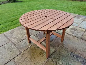 Valley Round Garden Dining Table - Timber - L113 x W113 x H75 cm - Minimal Assembly Required