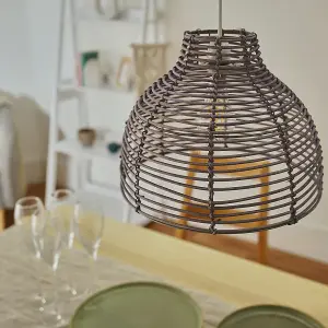 ValueLights Lobster Wicker Rattan Grey Ceiling Pendant Light Shade