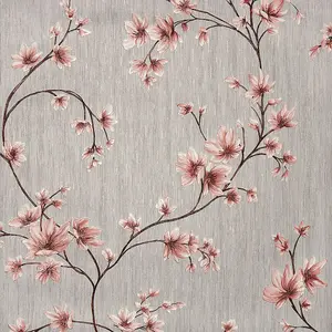 Francesca Bloom Wallpaper In Glittering Grey With Pink