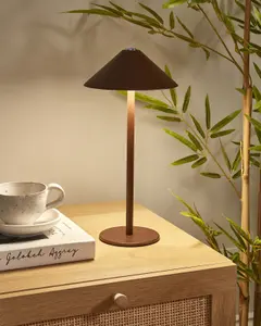 Wireless Metal LED Table Lamp Brown FRANCOLI