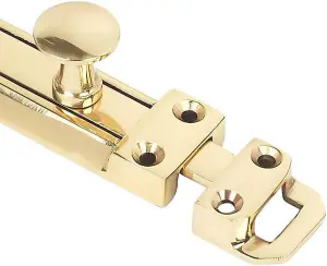 Dzina Sliding Surface Door Tower Bolt 95mm x 25mm (4 x 1 Inch) Polished Brass Pack of 1