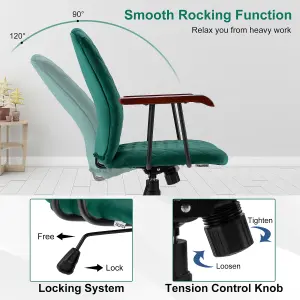 Costway Velvet Leisure Chair Adjustable Swivel Home Office Chair Rolling Computer Chair