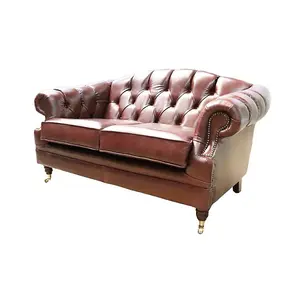 Chesterfield Handmade 2 Seater Sofa Settee Old English Hazel Leather Victoria In Style