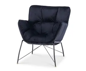 Velvet Black Eliana Accent Chair