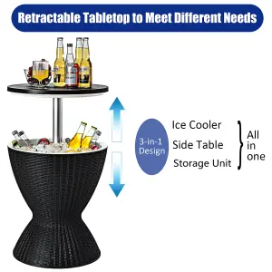 Costway 30L Patio Ice Cooler Outdoor All-weather Cool Bar Table w/ Extendable Tabletop