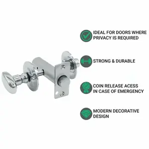 EAI - Bathroom Oval Thumb Turn & Release c/w Mortice Rack Bolt  - Polished Chrome