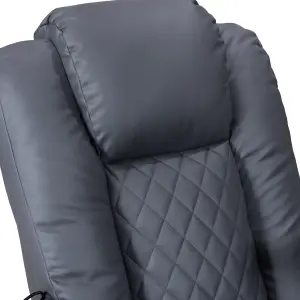 Electric Recliner Chair with Cooling Cup Holders and USB Ports in Grey Leather Aire - Pavia