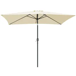 SunDaze 2x3M Rectangular Cream Garden Parasol Outdoor Patio Umbrella, Base Weights & Weather Protective Cover