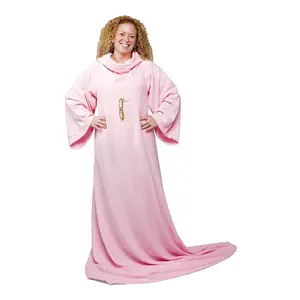 Snug Rug Cosy Sleeved Fleece Blanket With Sleeves and a Handy Pouch Pocket - PINK QUARTZ