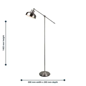 First Choice Lighting Set of 2 Satin Nickel Lever Arm Floor Lamps