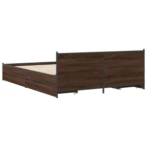 Berkfield Bed Frame with Drawers without Mattress Brown Oak 135x190 cm Double