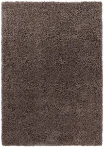 Serdim Rugs Plain Living Room Shaggy Area Rugs Taupe 120x170 cm