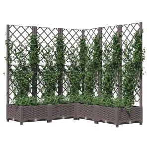 Berkfield Garden Planter with Trellis Brown 120x120x121.5 cm PP