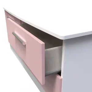 Harrow 4 Drawer Bed Box in Kobe Pink & White (Ready Assembled)