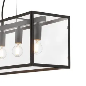 nielsen Langley 5 Light Bar Pendant with Black Frame Finish and Clear Glass Shade, 70cm Wide