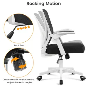 Yaheetech Mesh Office Chair with Flip-up Armrests - White