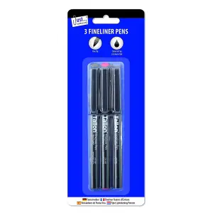 Just Stationery Fineliner Pen (Pack of 3) Black (One Size)