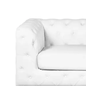 2 Seater Faux Leather Sofa White VISSLAND