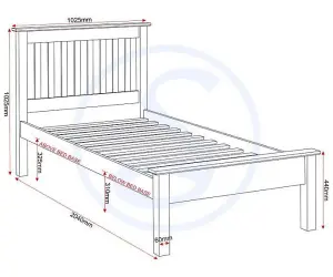 Monaco 3ft Single Bed Low Foot End in Grey and Oak