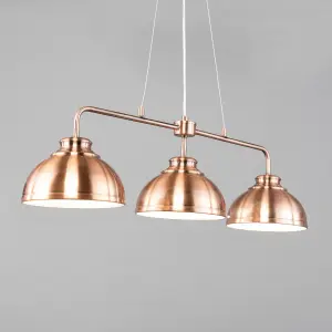 Litecraft Brooklyn Gold 3 Light Industrial Ceiling Pendant Bar