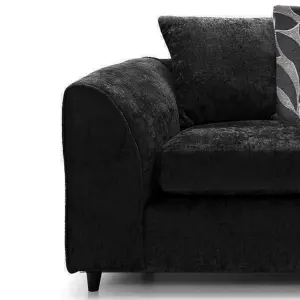 Zina Black Chenille Fabric 2 Seater Sofa Scatter Back